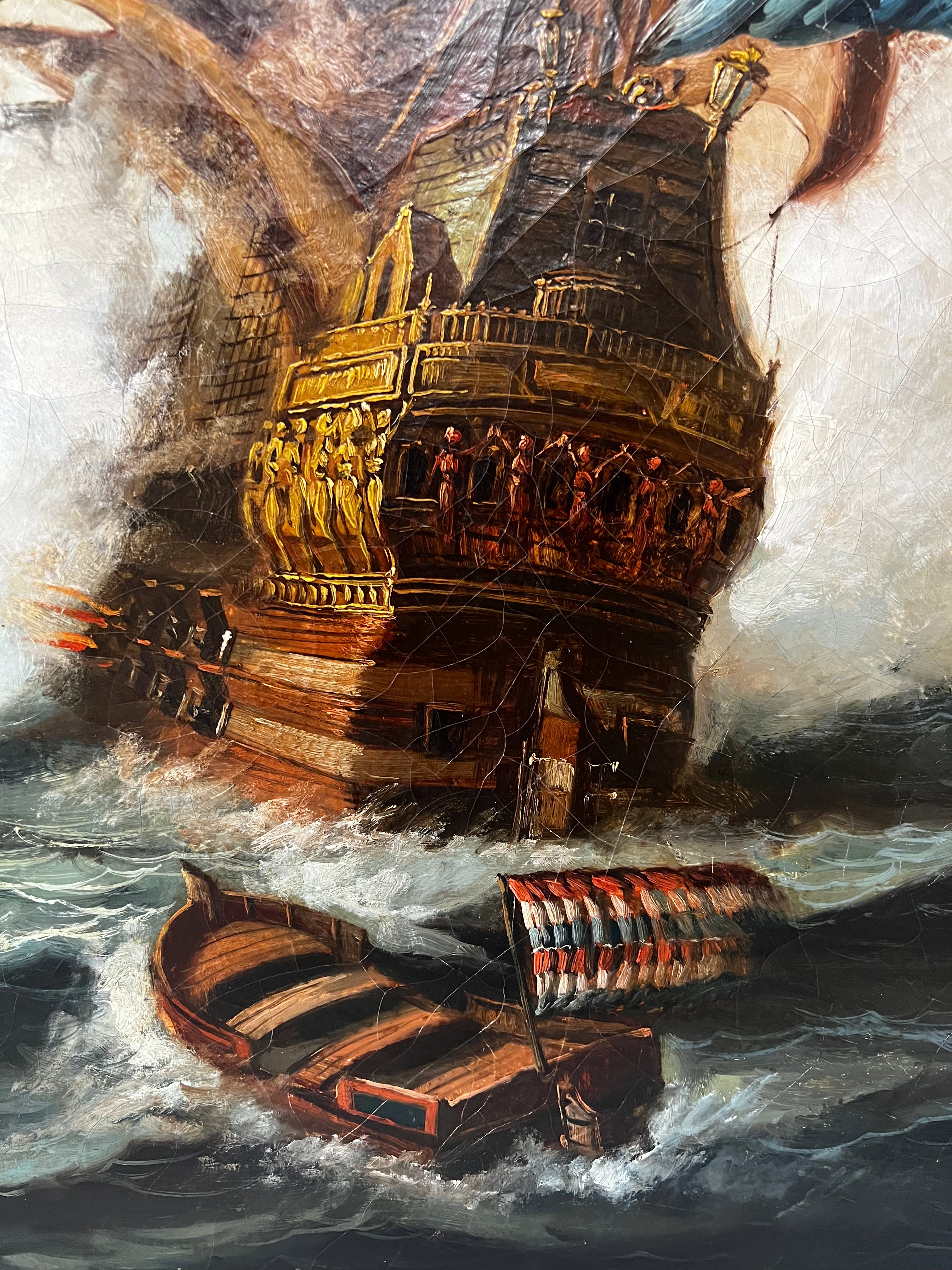 Grande Battaglia Navale - olio su tela, XIX secolo