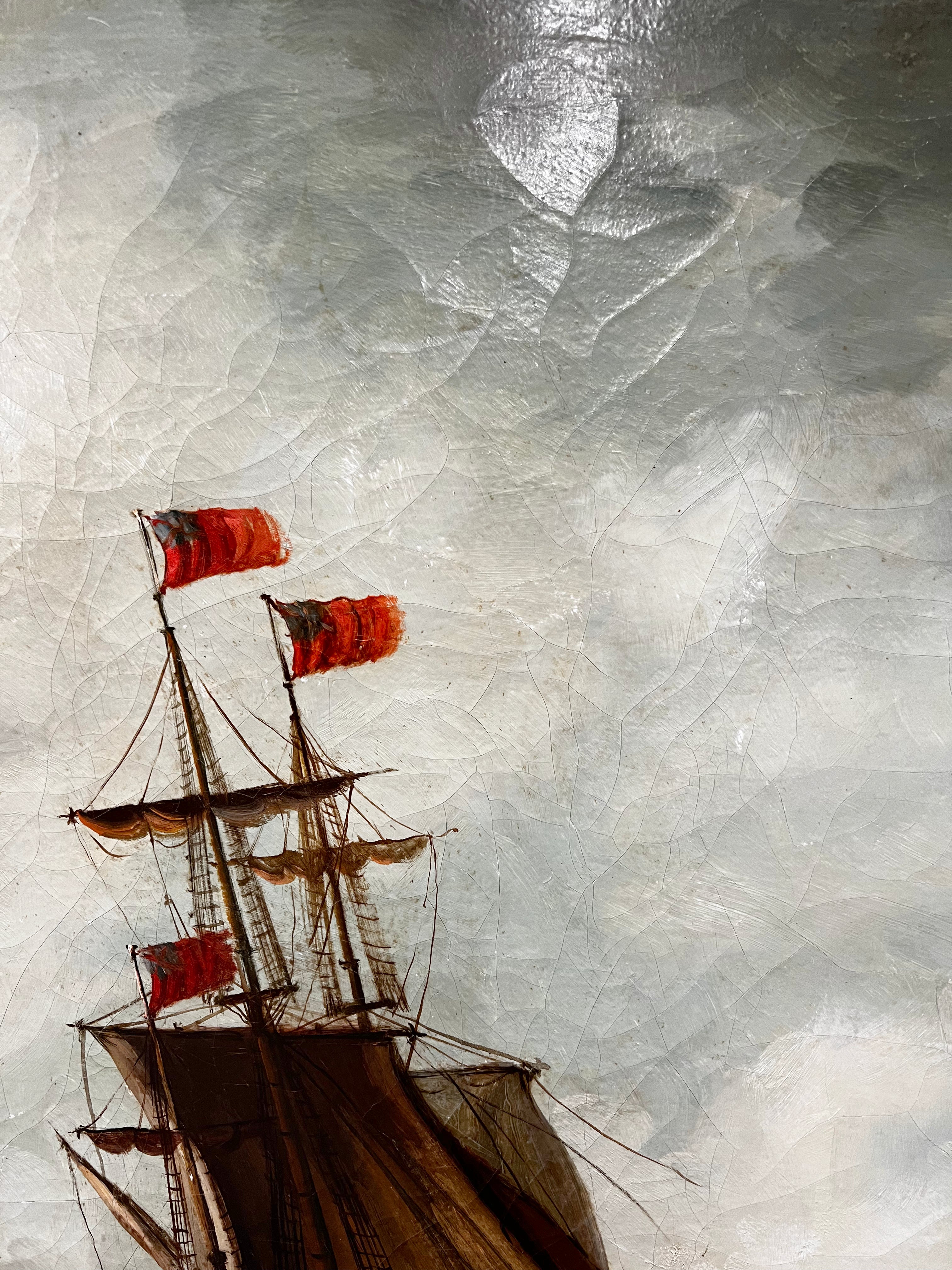 Grande Battaglia Navale - olio su tela, XIX secolo